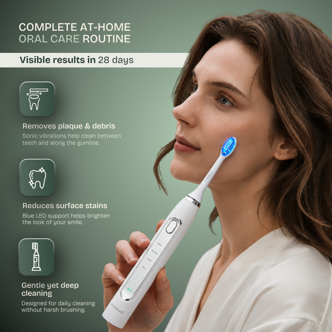 Escova de dentes elétrica 2 em 1 com LED