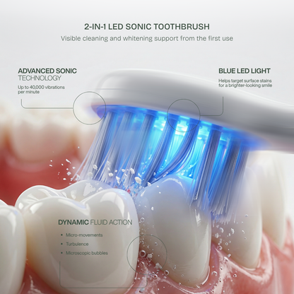 Escova de dentes elétrica 2 em 1 com LED